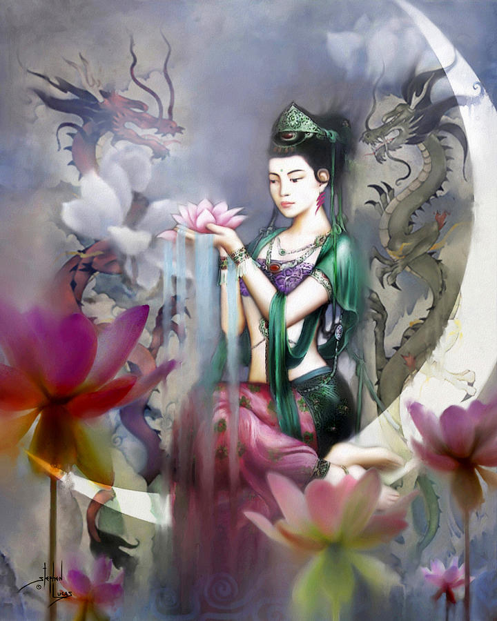 Spiritual Digital Art - Kuan Yin Lotus of Healing by Stephen Lucas