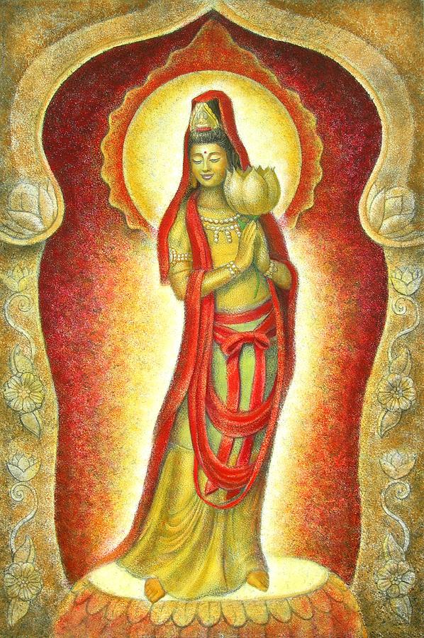 Buddha Painting - Kuan Yin Lotus by Sue Halstenberg