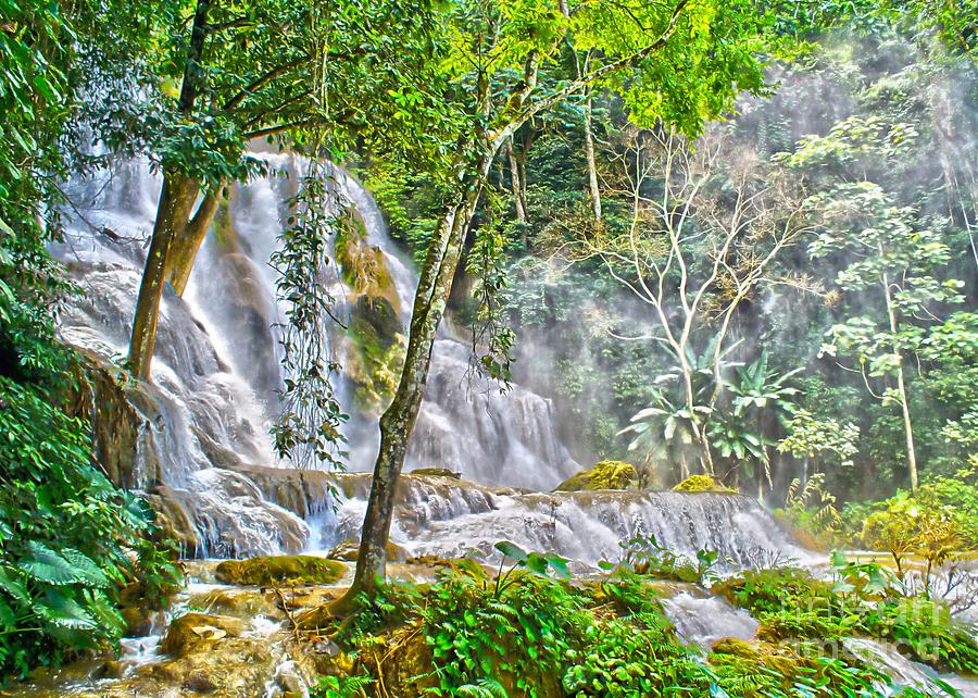 Kuang Sii Waterfalls Laos Photograph by Brian Raggatt - Pixels