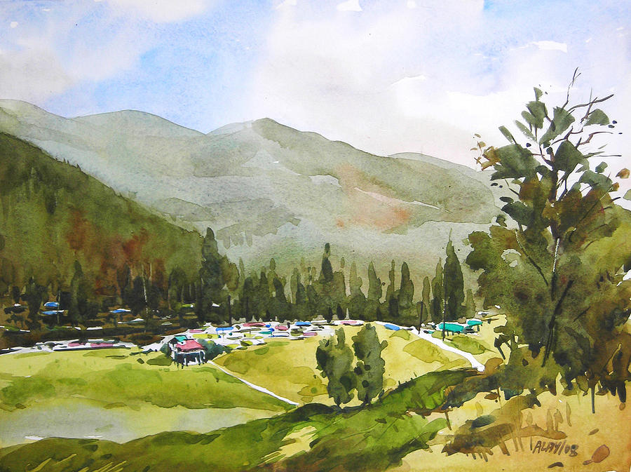 Landscape Painting - Kullu Vally by Alaykumar Ghoshal