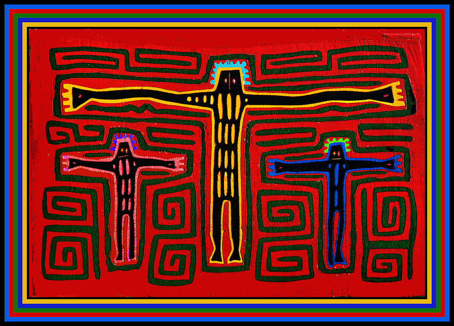 Kuna Indian Folk Art Crucifix Digital Art by Vagabond Folk Art - Virginia Vivier