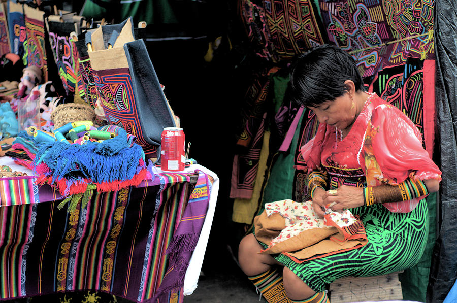 Kuna Woman working Photograph by Douglas Pike