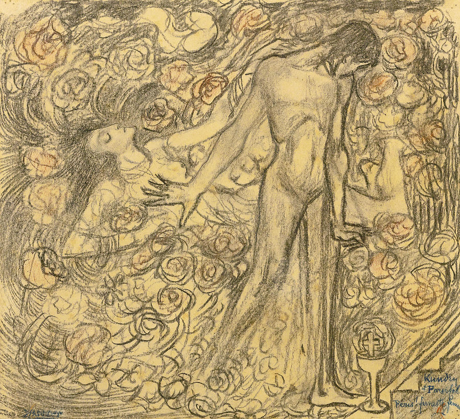 Kundry and Parsifal Drawing by Jan Toorop