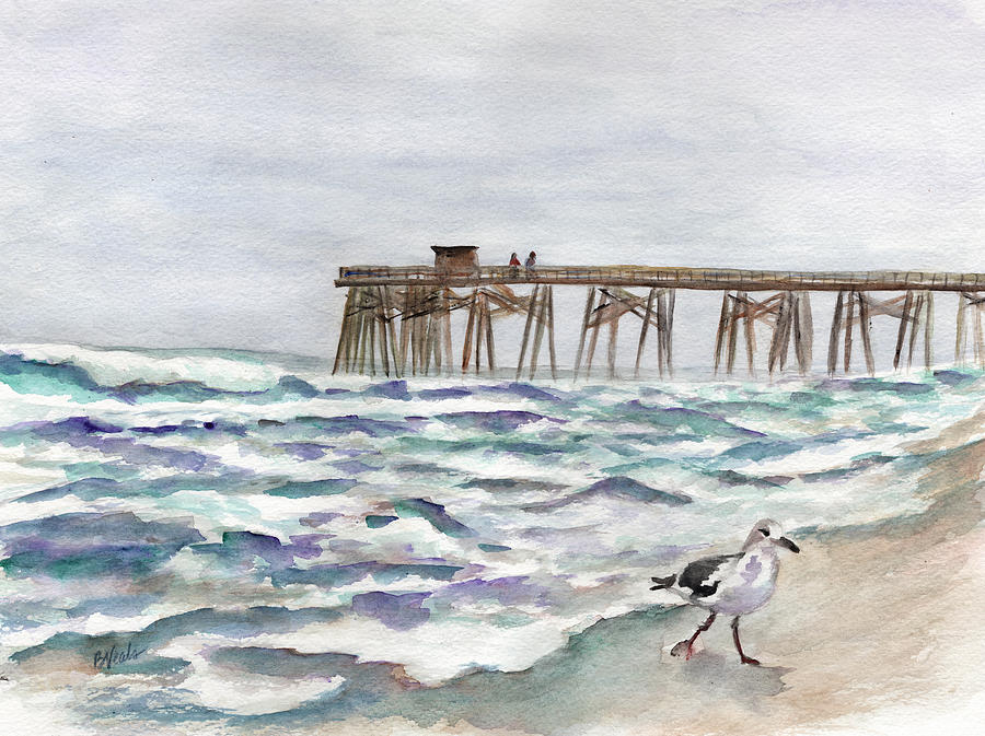 Kure Beach Pier Painting by Bev Veals