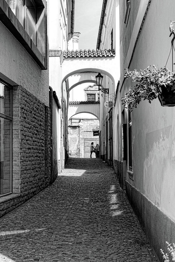 Kutna Hora Alley Black and White Photograph by Sharon Popek