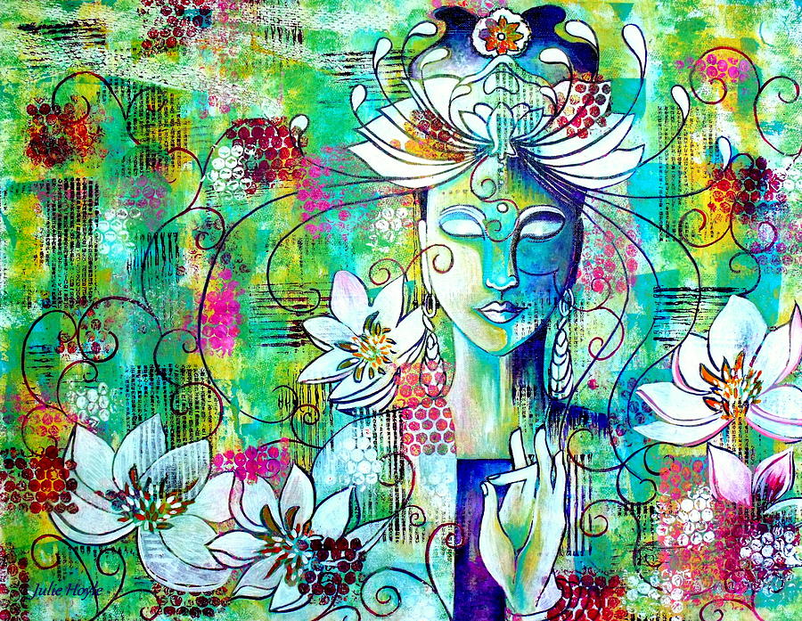 Abstract Painting - Kwan Yin by Julie Hoyle