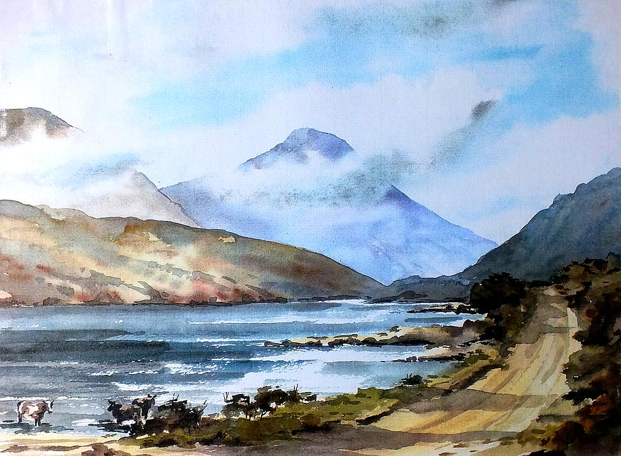 Kylemore Lough, Galway Painting by Val Byrne