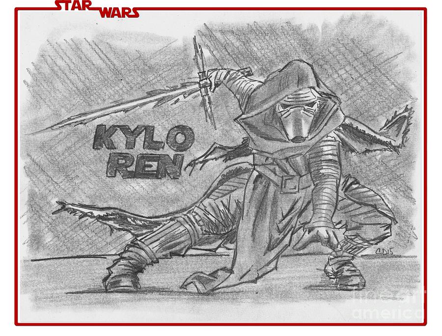 Kylo Ren The Force Awakens Drawing by Chris DelVecchio