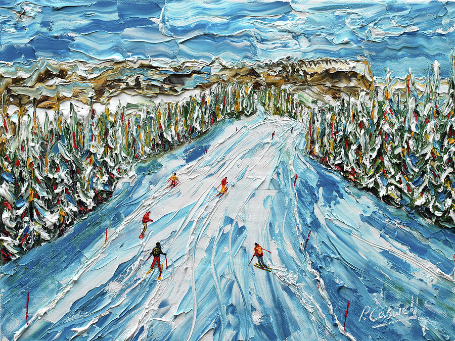Megeve Ski Print L Alpette Skiing Painting #1 Painting by Pete Caswell Megeve Ski Print L Alpette Skiing Painting #1 Painting by Pete Caswell