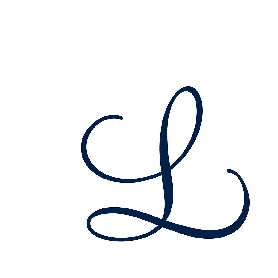 L Digital Art - L in Oxford Blue Simple Script by Custom Home Fashions
