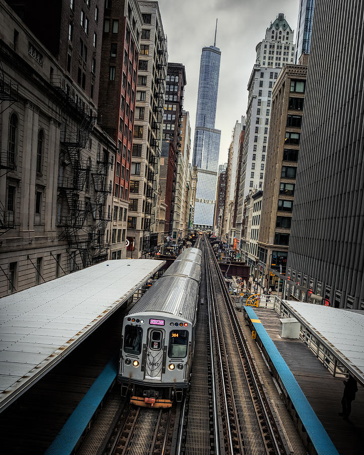 Chicago Photograph - L Train Station in Chicago by James Udall
