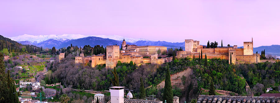 Architecture Photograph - La Alhambra, Sierra Nevada and Granada. Spain. At sunset by Guido Montanes Castillo