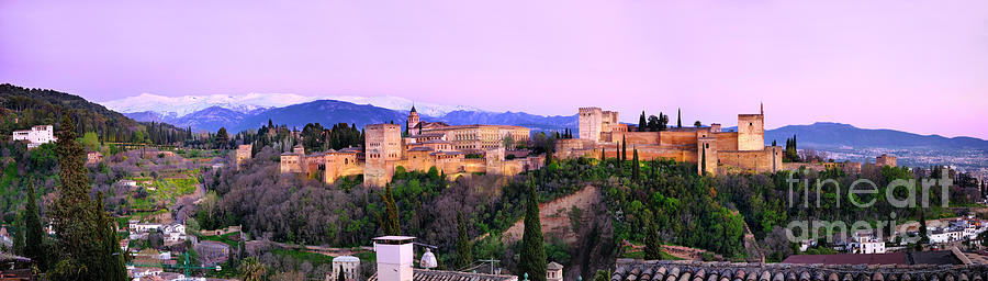 Sunset Photograph - La Alhambra, Sierra Nevada and Granada. Spain by Guido Montanes Castillo