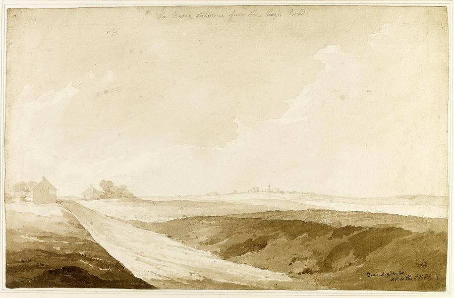 La Bella Alliance from the Hight Road. Nine landscapes from the field of the Battle of Waterloo Drawing by Denis Dighton