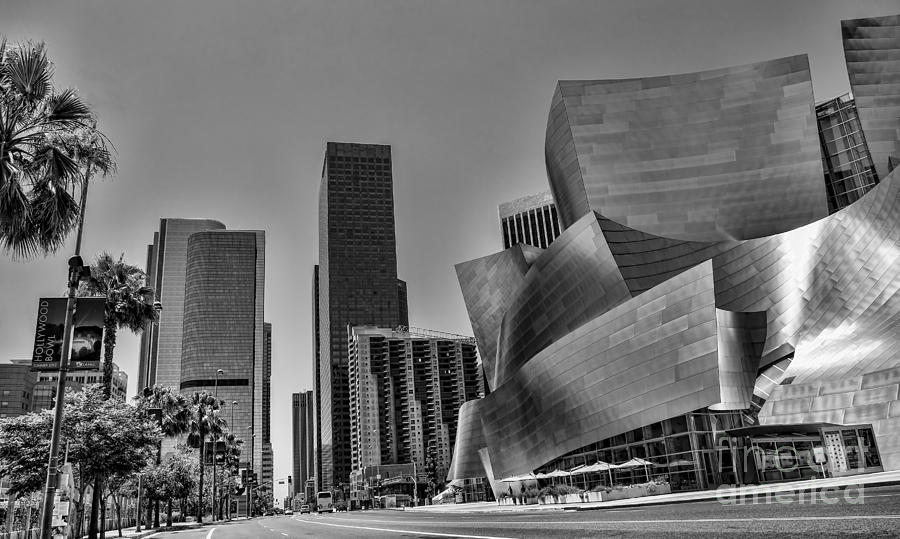 Los Angeles Gehry Architecture  Black n White Photograph by Chuck Kuhn