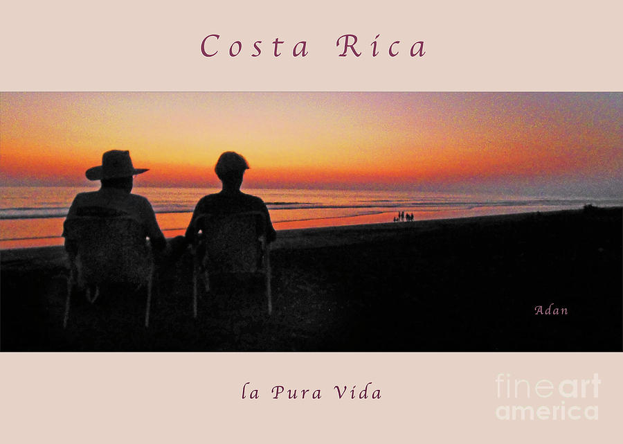 la Casita Playa Hermosa Puntarenas Costa Rica - Sunset Happy Couple Panorama Greeting Card Soft Photograph by Felipe Adan Lerma