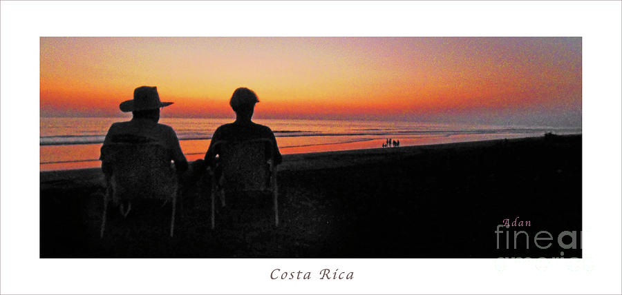 la Casita Playa Hermosa Puntarenas Costa Rica - Sunset Happy Couple Panorama Poster Photograph by Felipe Adan Lerma