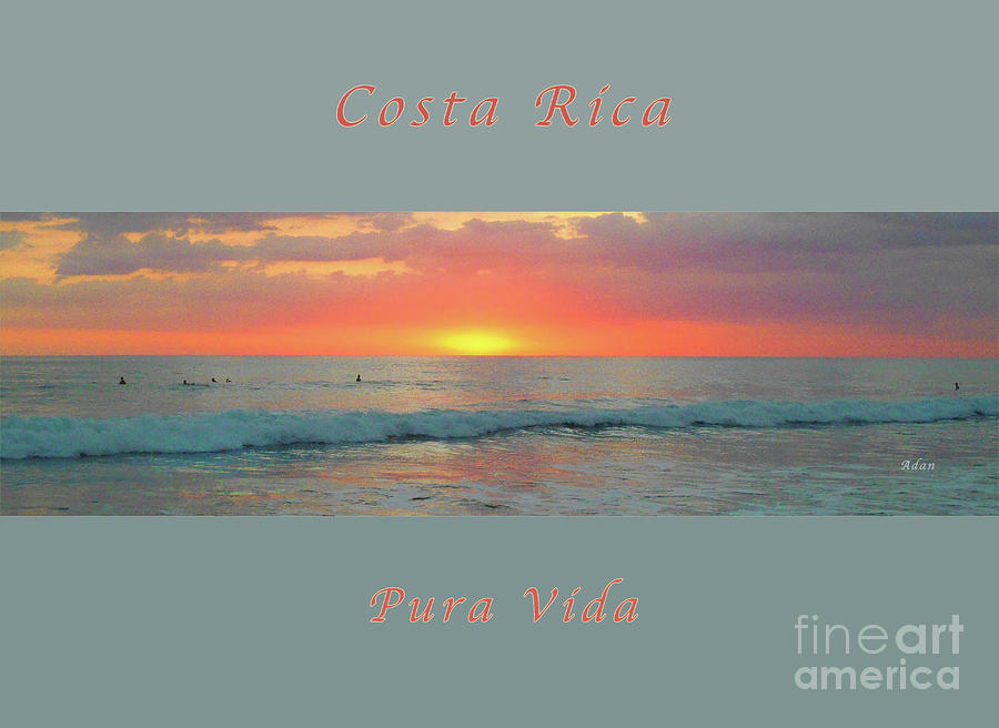 la Casita Playa Hermosa Puntarenas Costa Rica - Sunset Teal Panorama Greeting Card  Photograph by Felipe Adan Lerma