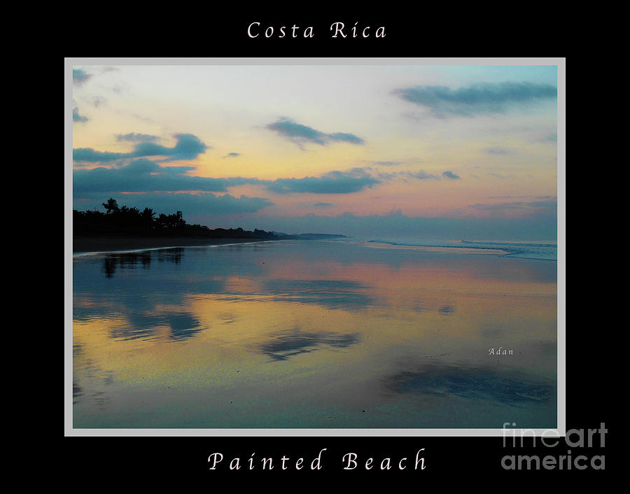 la Casita Playa Hermosa Puntarenas - Sunrise One - Painted Beach Costa Rica Poster wtih text Photograph by Felipe Adan Lerma