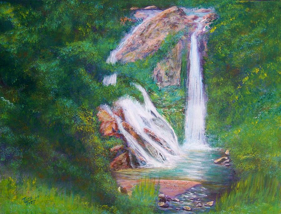 La Ceiba Waterfall Painting by Tony Rodriguez