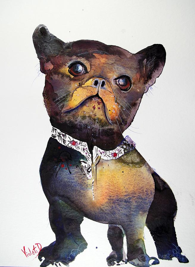 French Bulldog Painting - La Chococo by Violeta Damjanovic-Behrendt French Bulldog Painting - La Chococo by Violeta Damjanovic-Behrendt