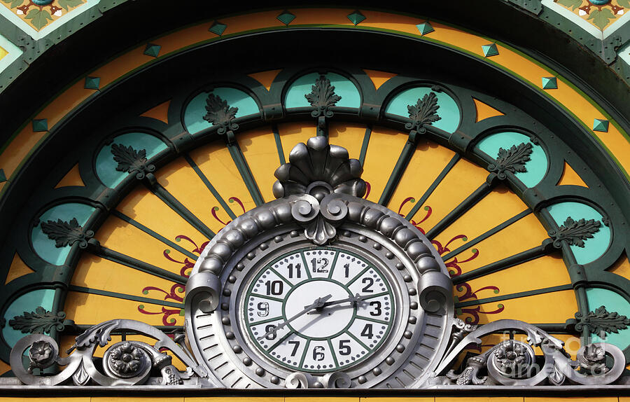 La Concordia Railway Station Clock Detail Bilbao Photograph by James Brunker