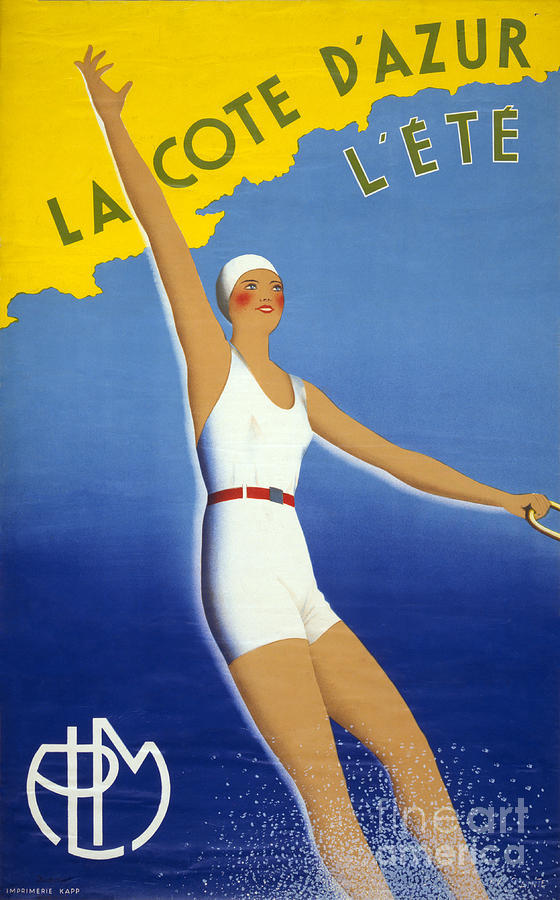 Vintage Painting - La Cote dAzur lete Vintage Poster Restored by Vintage Treasure