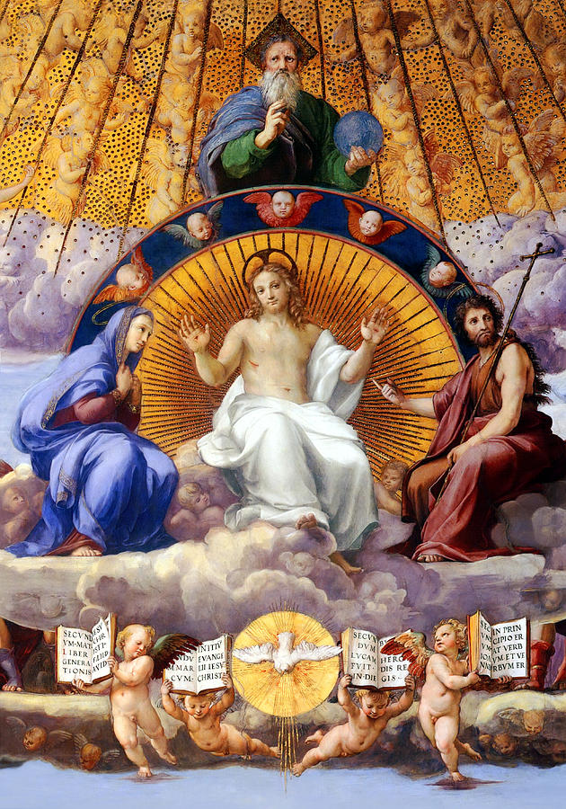 Holy Trinity Painting - La Disputa Del Sacramento by Raphael