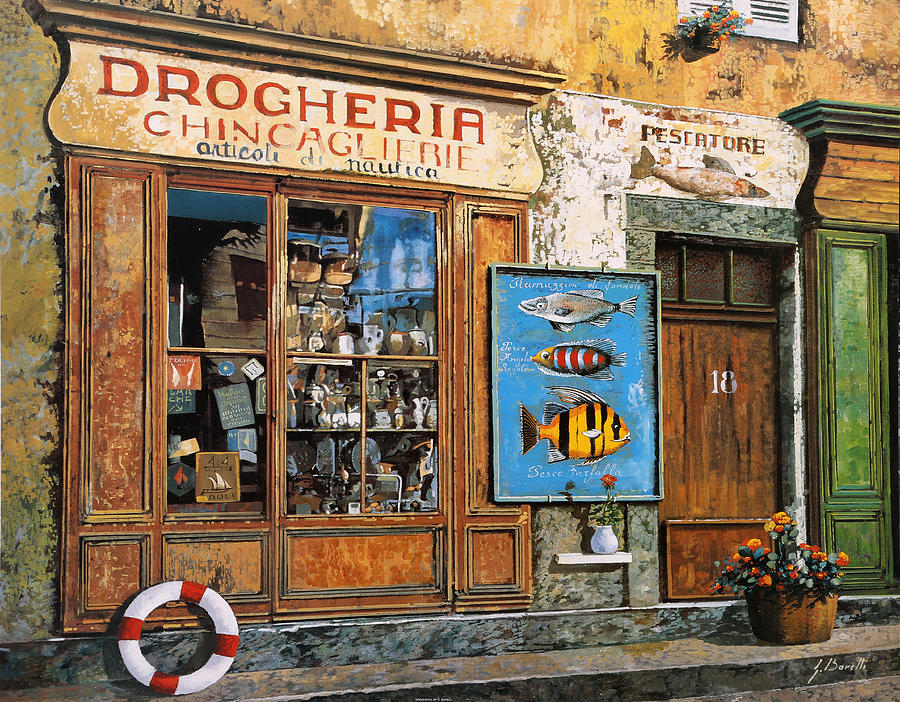 Fish Shop Painting - La Drogheria by Guido Borelli