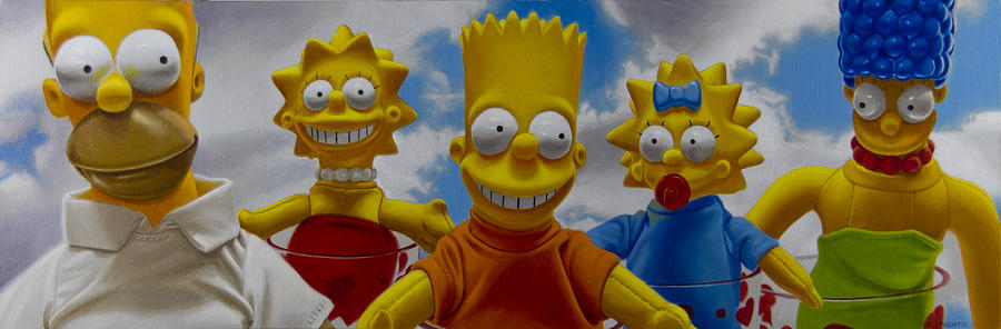 Realism Painting - La Famiglia Simpson by Tony Chimento