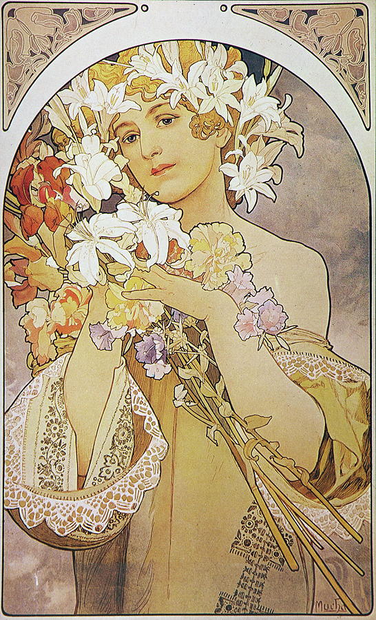 Girl Painting - La Fleurflowers by Alphonse Mucha Girl Painting - La Fleurflowers by Alphonse Mucha