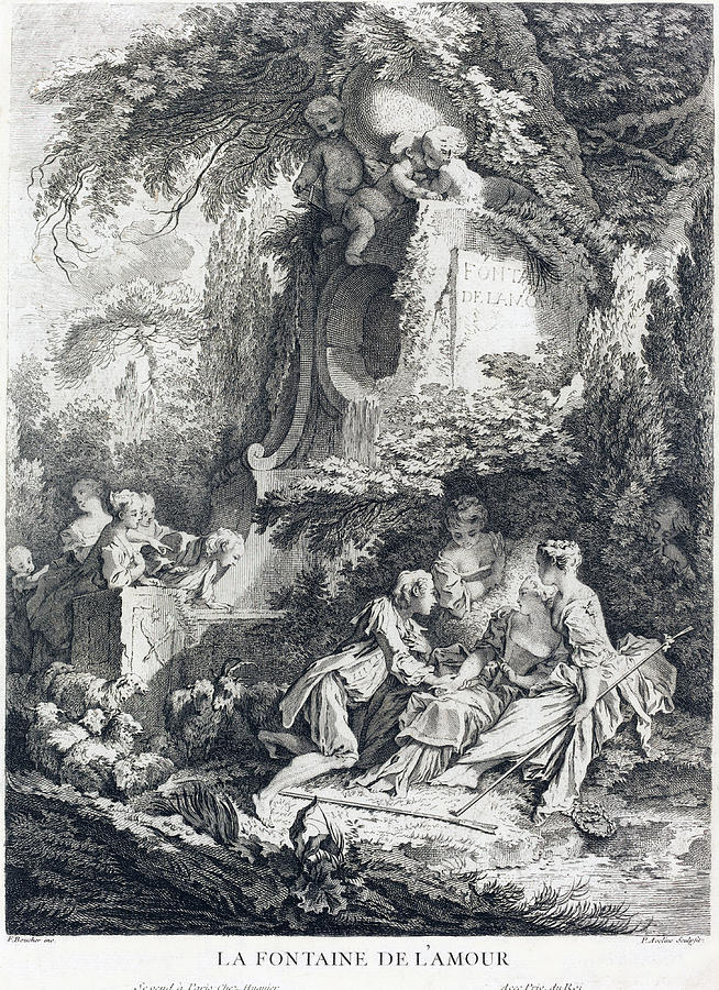 La Fontaine de lAmour Drawing by Pierre-Alexandre Aveline