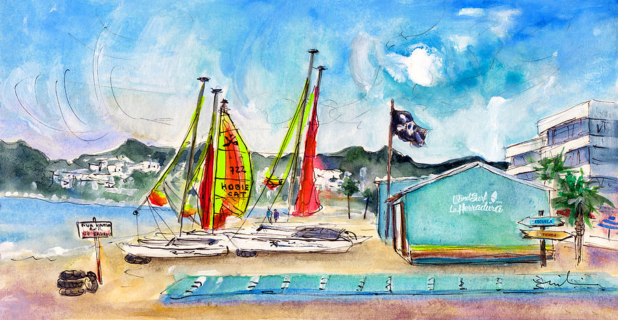 Beach Painting - La Herradura Windsurf School by Miki De Goodaboom