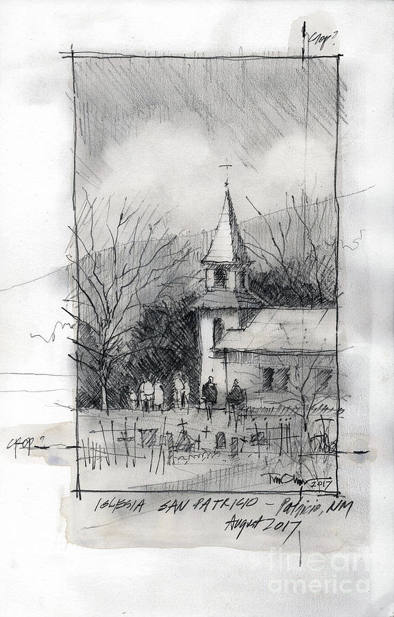 La Iglesia de San Patricio Sketch Painting by Tim Oliver