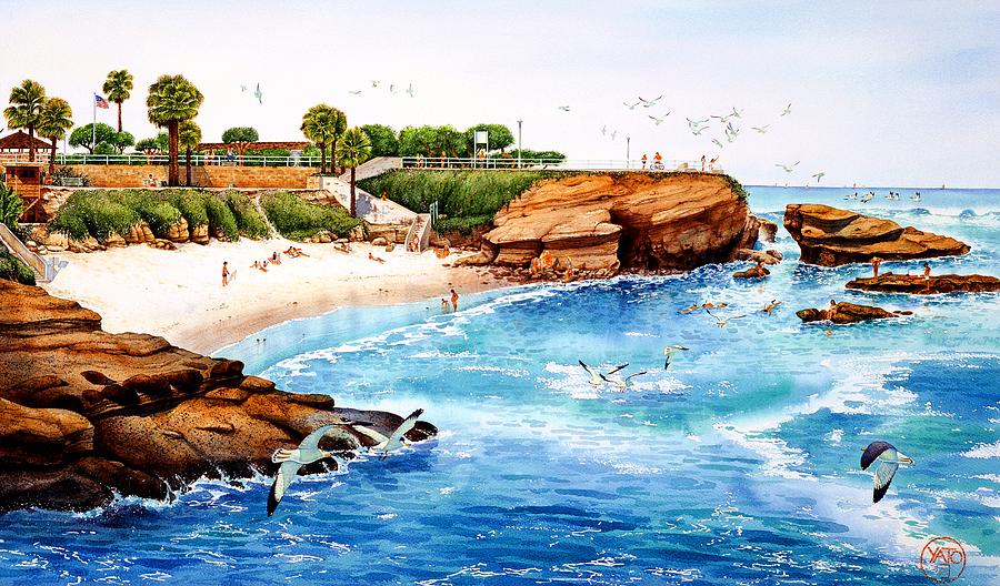 La Jolla Cove Painting - San Diego, LA JOLLA COVE by John YATO
