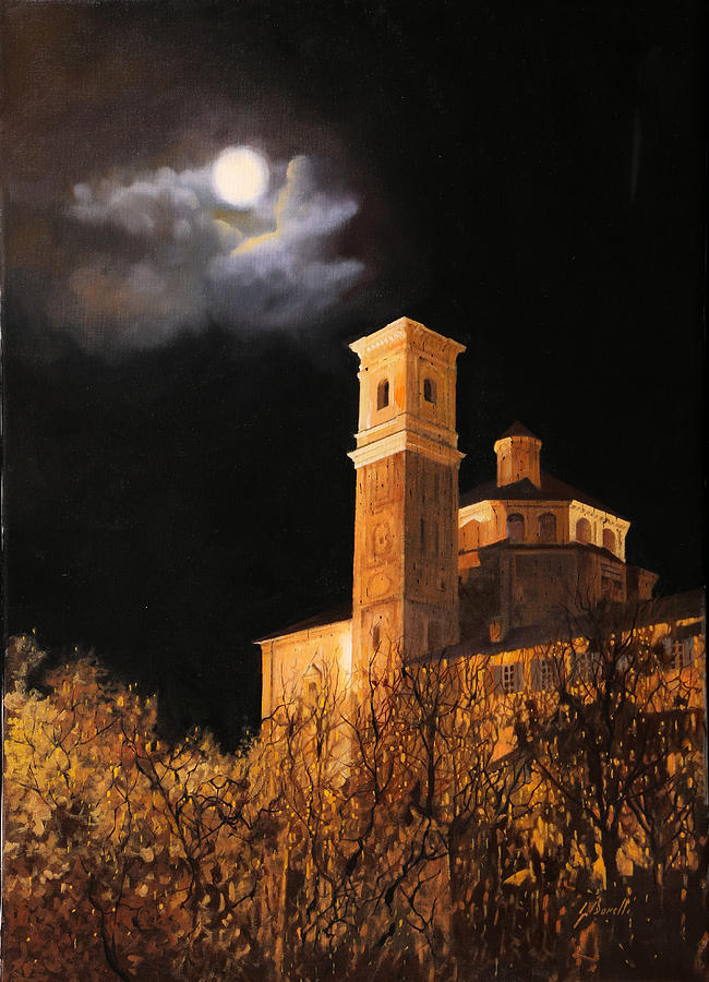 Barbero Painting - la luna a Cherasco by Guido Borelli