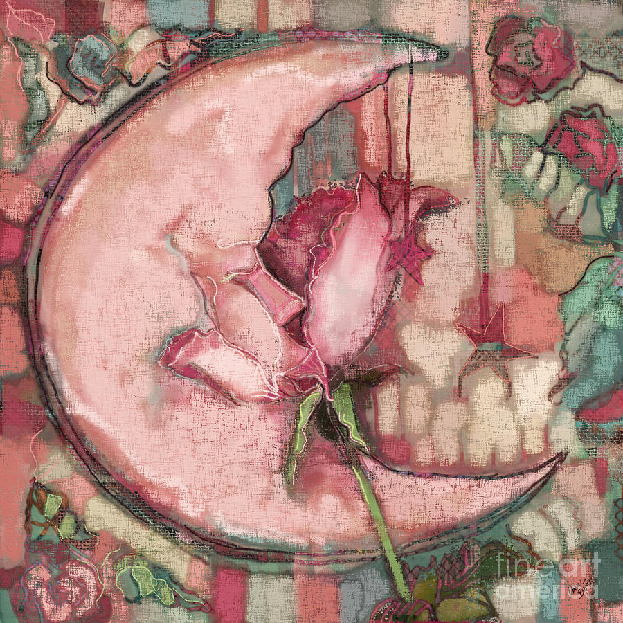 La Luna Rosa Painting by Carrie Joy Byrnes