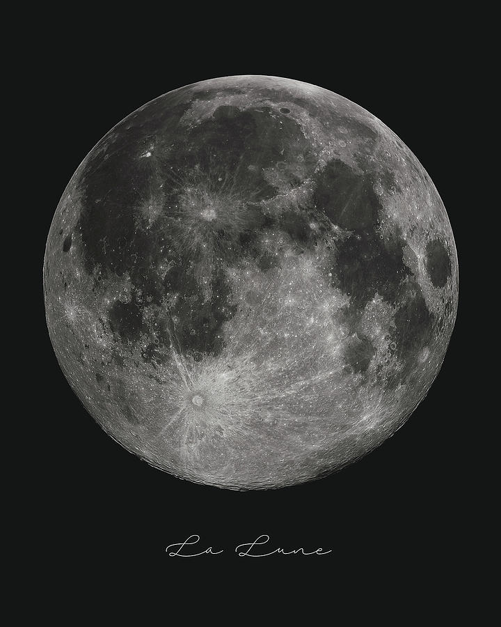 Black And White Mixed Media - La Lune, The Moon by Studio Grafiikka