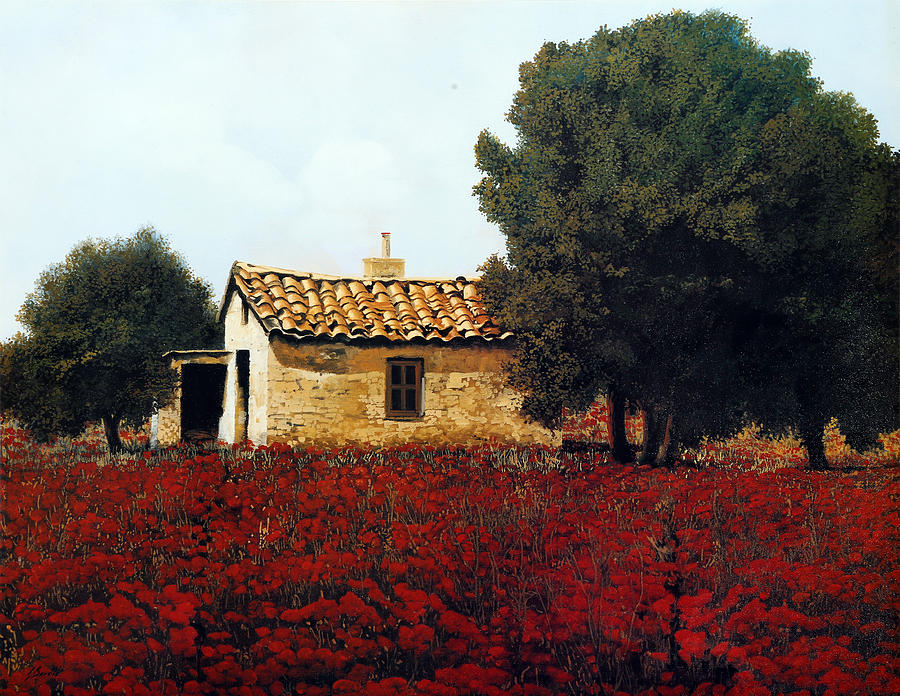 Poppy Painting - La Masseria Tra I Papaveri by Guido Borelli