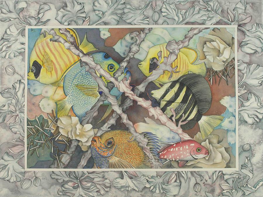 Fish Painting - La mer et la terre by Liduine Bekman