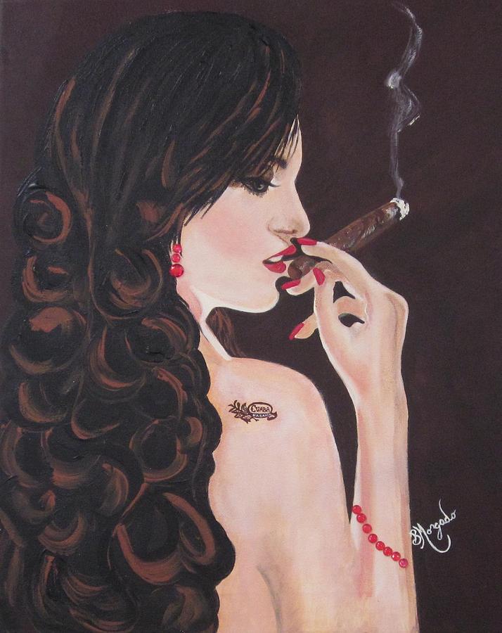Cigar Painting - La Noche De Cubana by Brenda Morgado