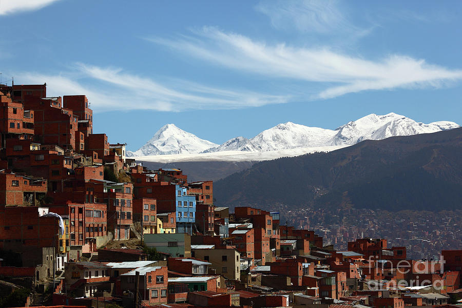 La Paz Suburb and the Cordillera Real Mountains Bolivia Photograph by James Brunker