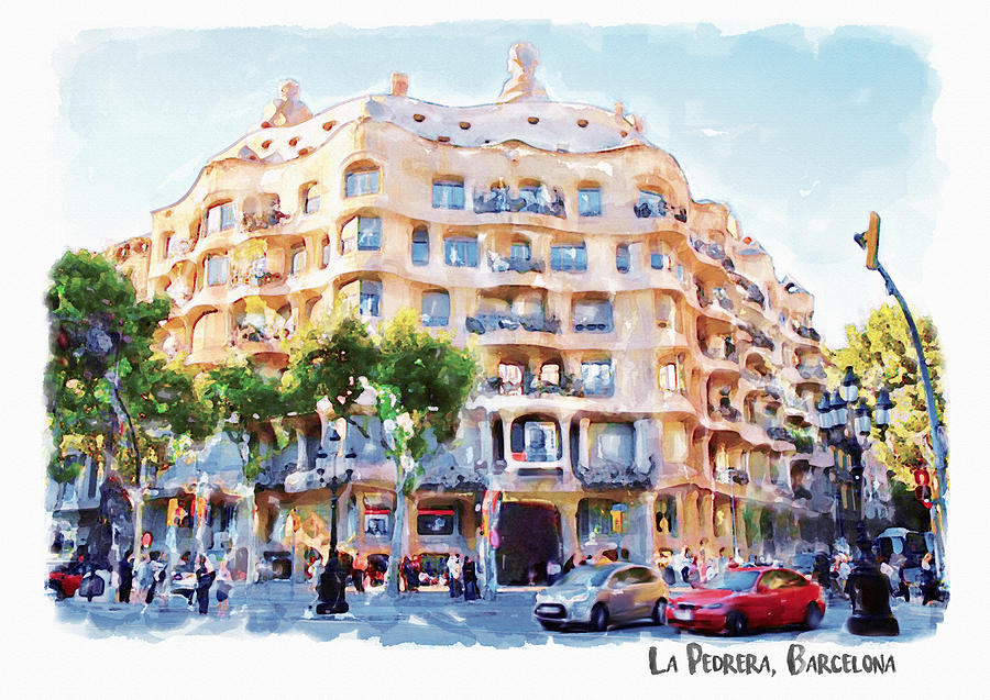 Barcelona Painting - La Pedrera Barcelona by Marian Voicu