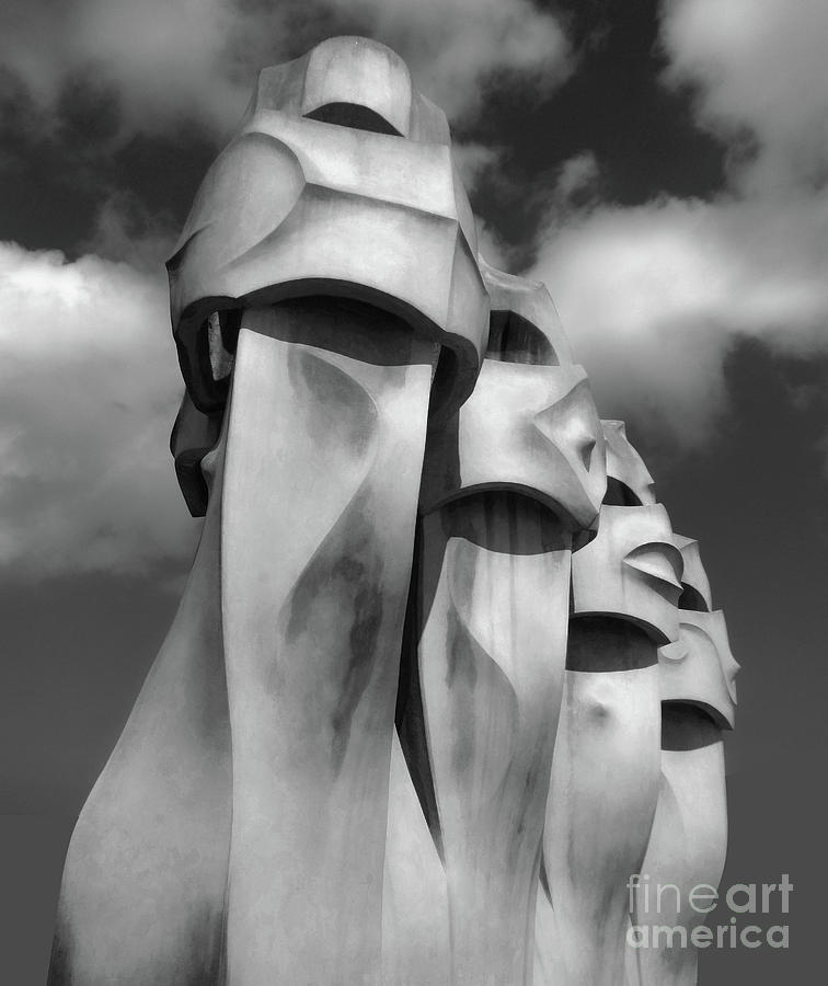 Black And White Photograph - La Pedrera by Gaudi in Barcelona Spain in Black and White by Gregory Dyer