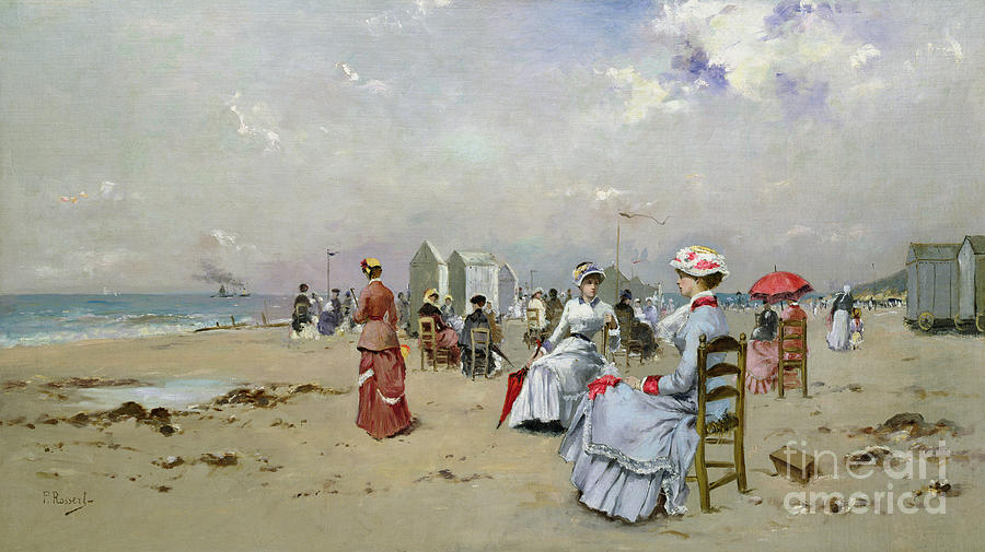 Beach Painting - La Plage de Trouville by Paul Rossert