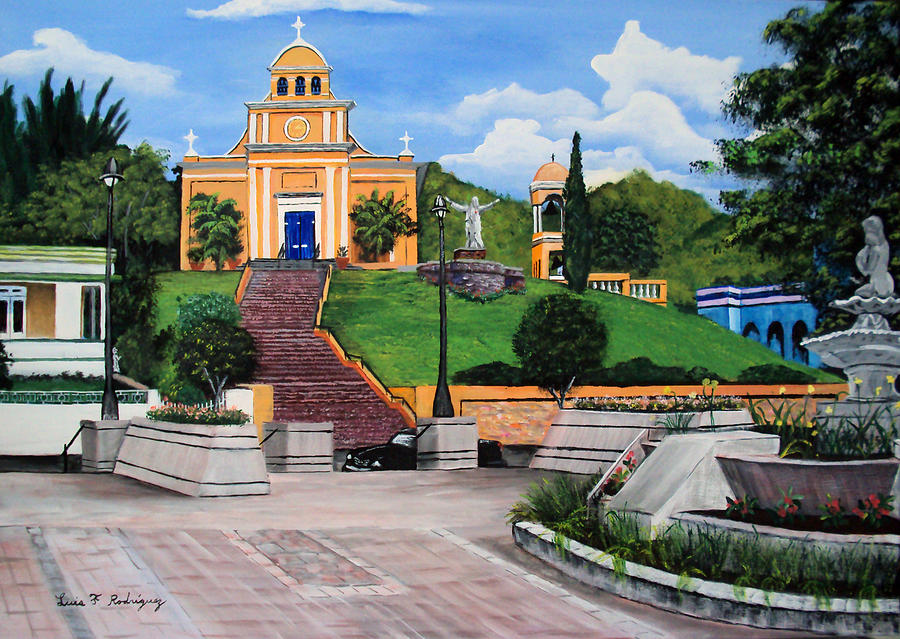 Puerto Rico Painting - La Plaza De Moca by Luis F Rodriguez