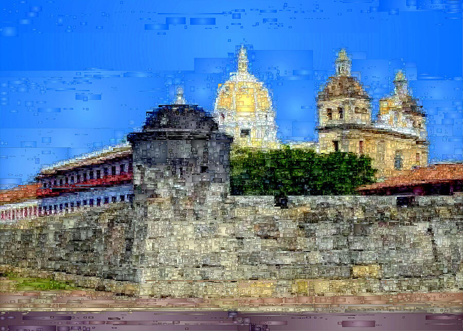 La Popa Hill Convent and Saint Philip Castle, Cartagena de Indi Digital Art by Rafael Salazar