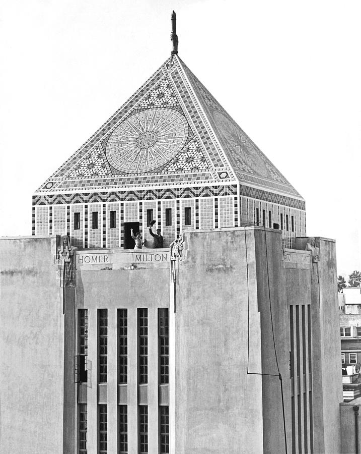 LA Public Library Tower Mosaic Photograph by Underwood Archives