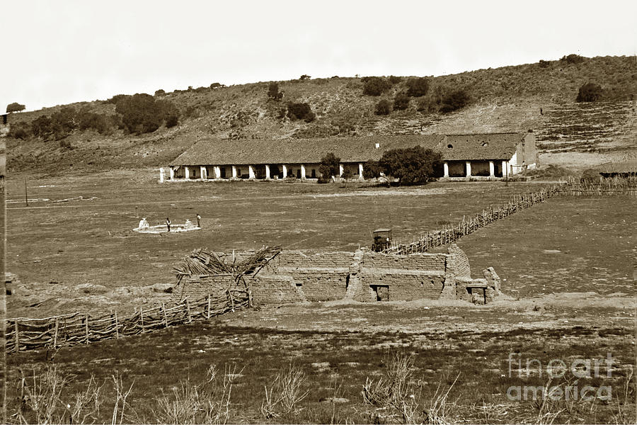 Landmark Photograph - La Purisima Mission near Lompoc Circa 1880 by Monterey County Historical Society