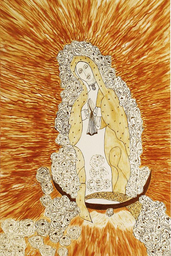 Virgen De Guadalupe Painting - La Purisima by Ofelia Uz  